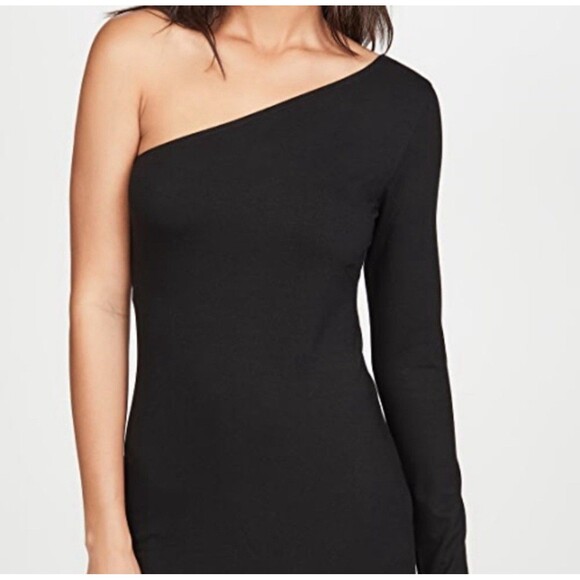 NWT Reformation Yara Size S One Shoulder Tencel Black Mini Dress Stretchy New - Picture 12 of 14